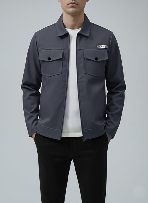 Premium Charcoal Gray  Full Sleeves Cotton Jeans Jacket