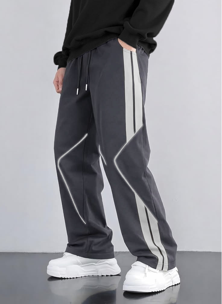 Premium Baggy Gray Micro Stretch Trouser With Silver Piping Edition