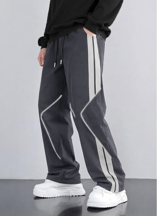 Premium Baggy Gray Micro Stretch Trouser With Silver Piping Edition