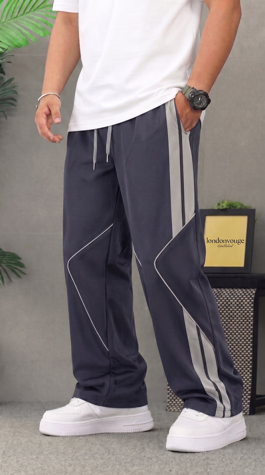 Premium Baggy DZ Gray Micro Stretch Trouser With Light Gray  Piping Edition
