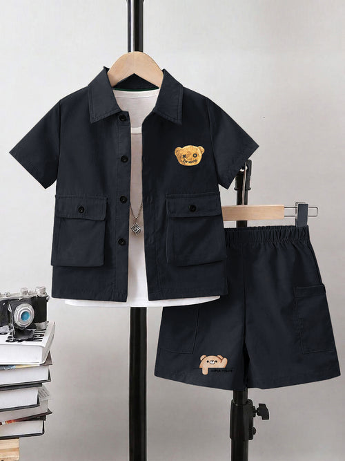 Kids Premium Micro Stretch Co-Ord Set – Dark Gray Summer Outfit for Boys & Girls
