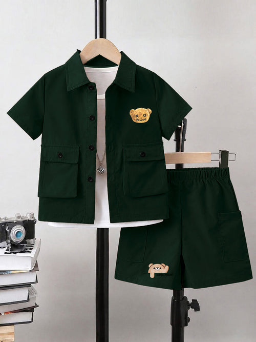 Kids Premium Micro Stretch Co-Ord Set – Green Summer Outfit for Boys & Girls
