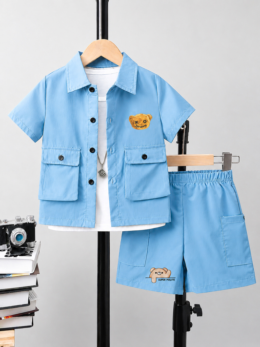 Kids Premium Micro Stretch Co-Ord Set – Light Sky Summer Outfit for Boys & Girls