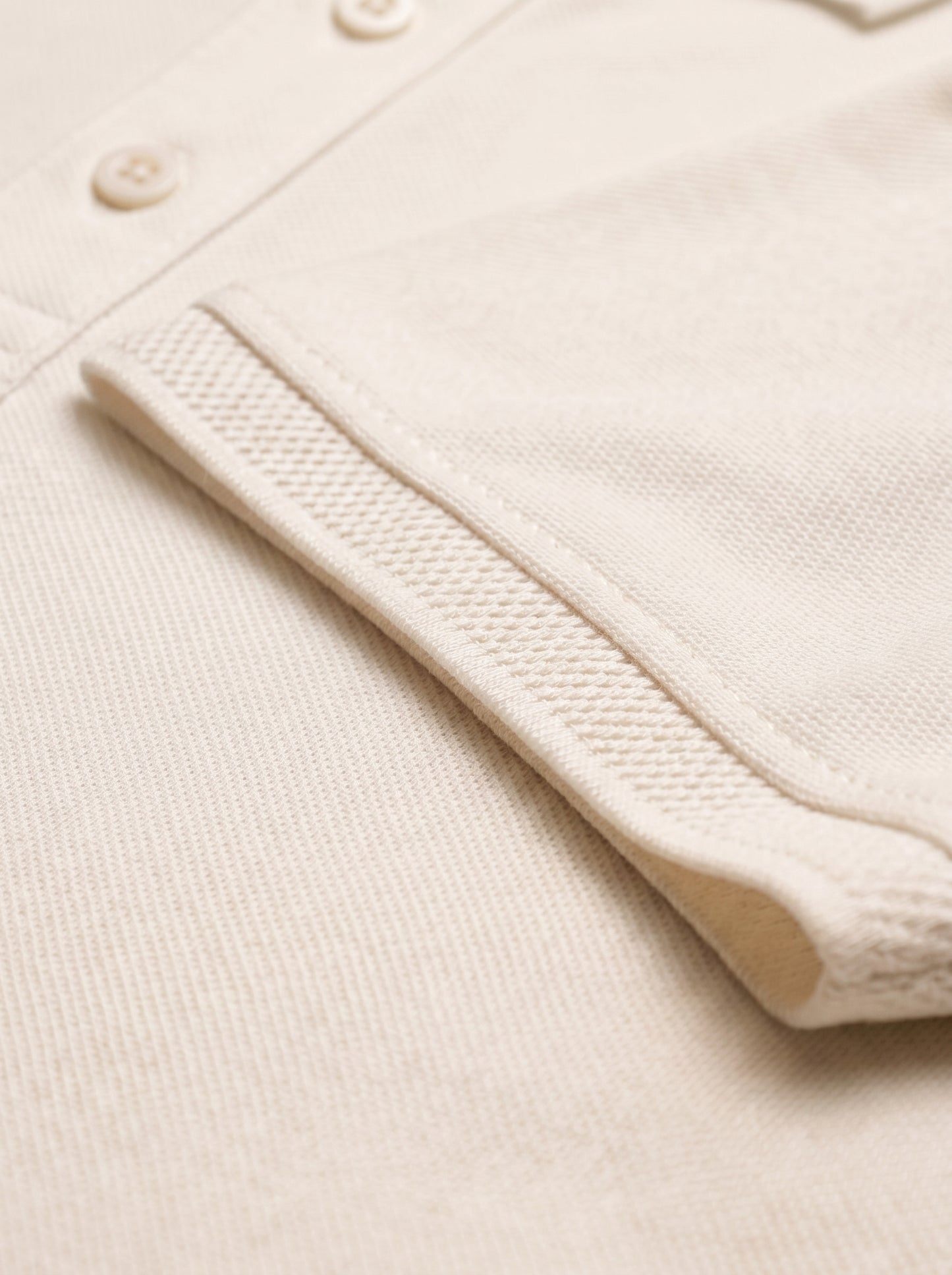 Light Beige  Premium Cotton PK Polo Shirt Jacquard Rib & Collar