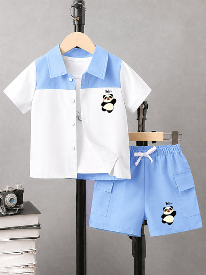 Kids Premium Micro Stretch Co-Ord Set – Light Sky & White Summer Outfit for Boys & Girls