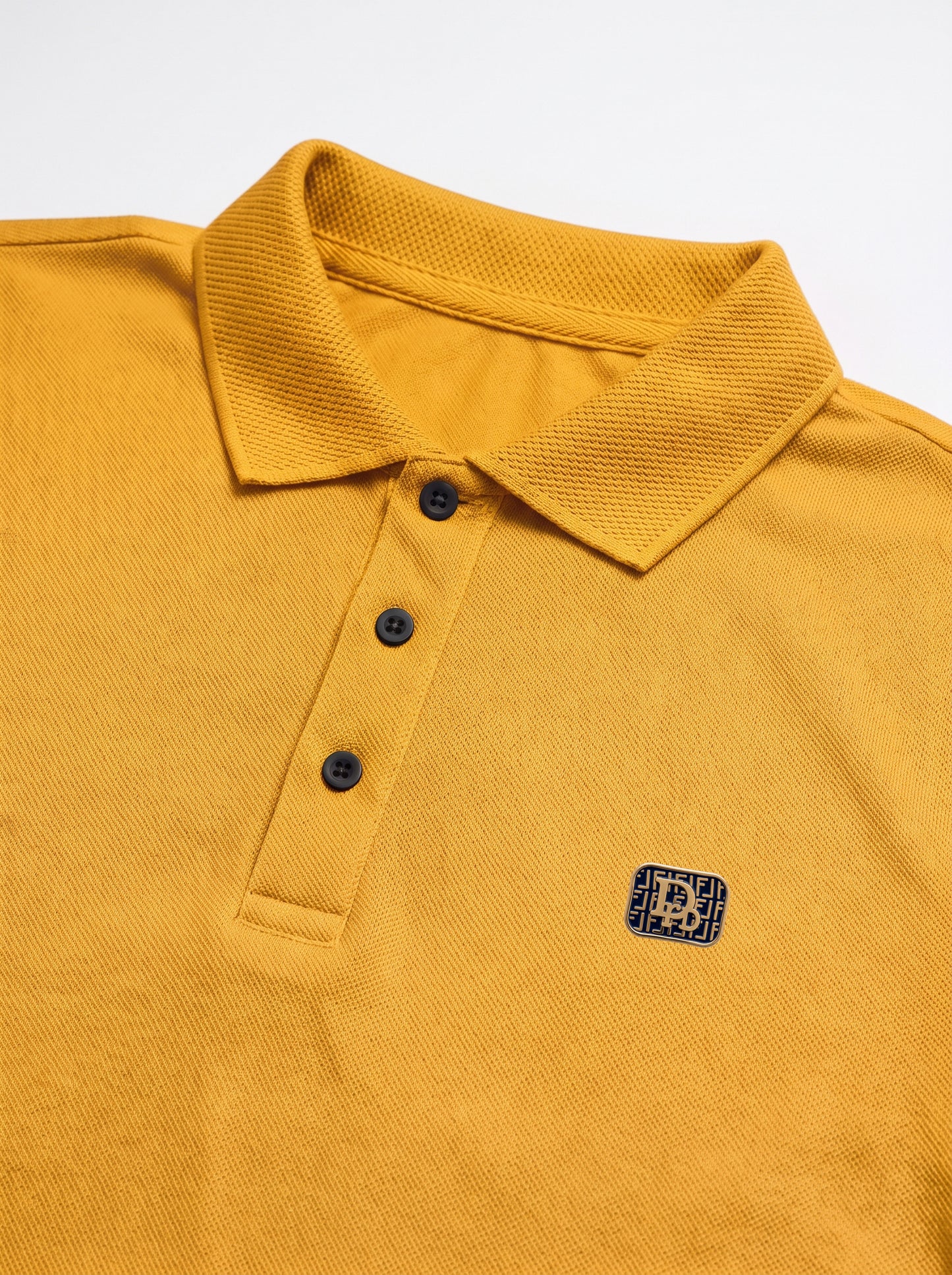 Mustard Premium Cotton PK Polo Shirt Jacquard Rib & Collar