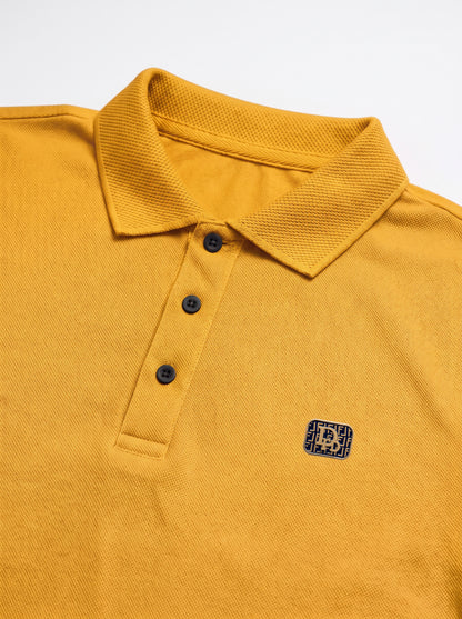 Mustard Premium Cotton PK Polo Shirt Jacquard Rib & Collar