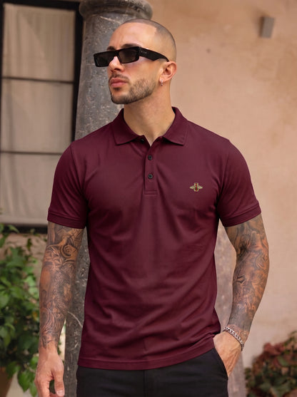 Maroon Premium Cotton PK Polo Shirt Jacquard Rib & Collar
