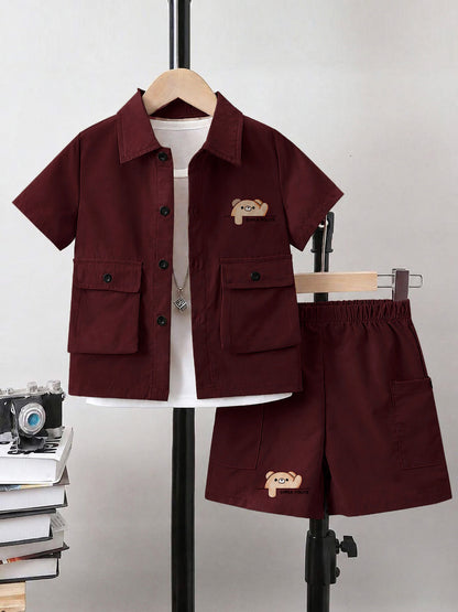 Kids Premium Micro Stretch Co-Ord Set – Maroon  Summer Outfit for Boys & Girls