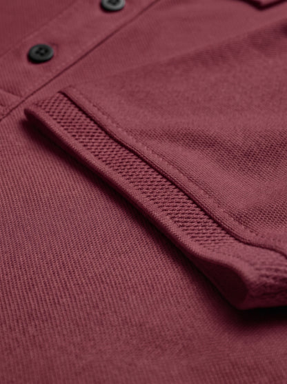 Maroon Premium Cotton PK Polo Shirt Jacquard Rib & Collar