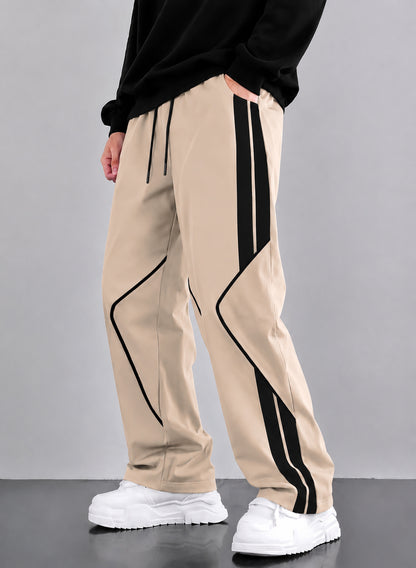 Premium Baggy Beige Micro Stretch Trouser With Black Piping Edition