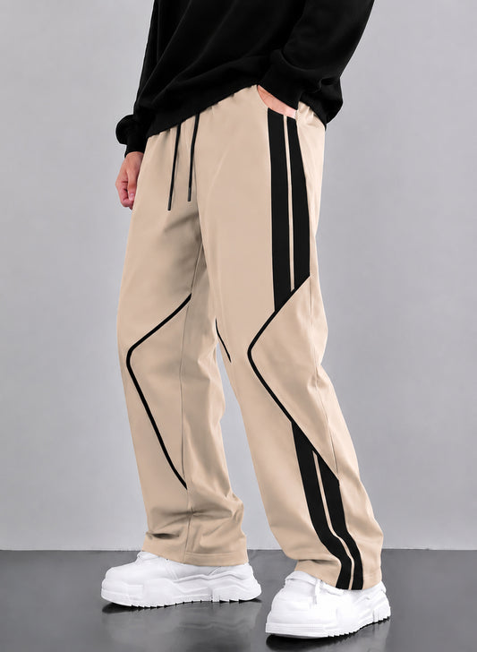 Premium Baggy Beige Micro Stretch Trouser With Black Piping Edition