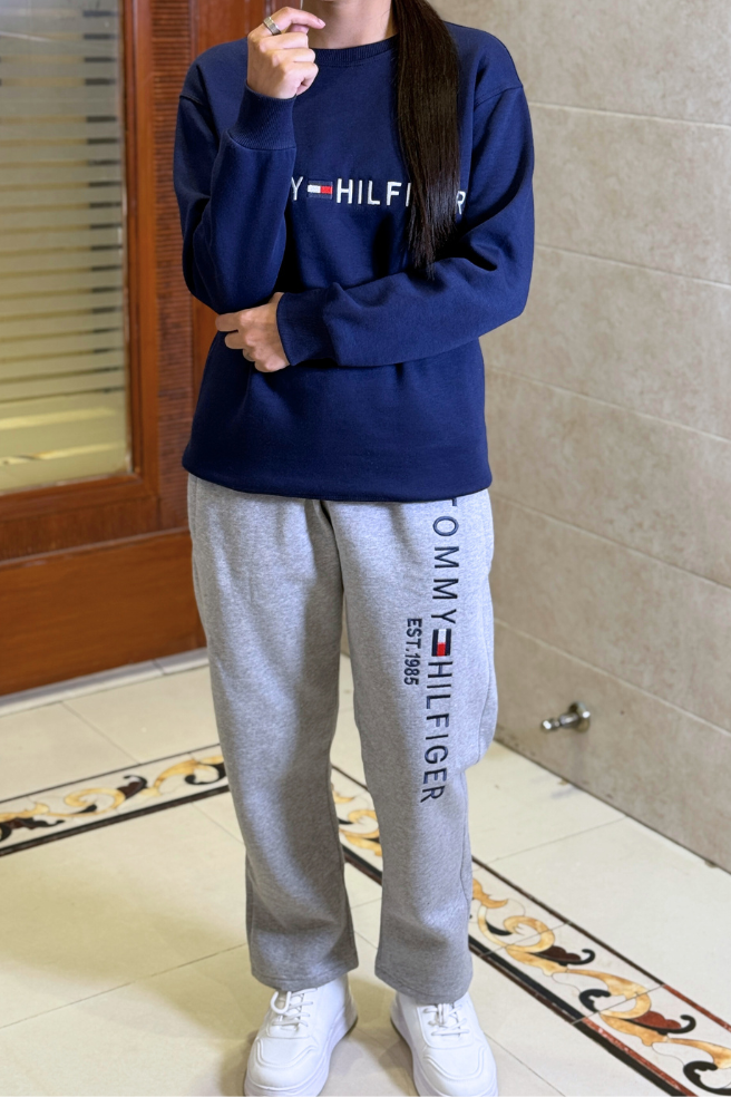 Tommy Hilfiger Rich Blue Imported Cotton Fleece Tracksuit (Male & Female )