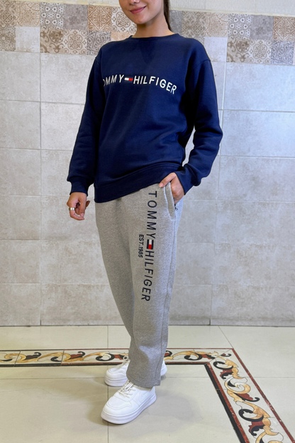 Tommy Hilfiger Rich Blue Imported Cotton Fleece Tracksuit (Male & Female )