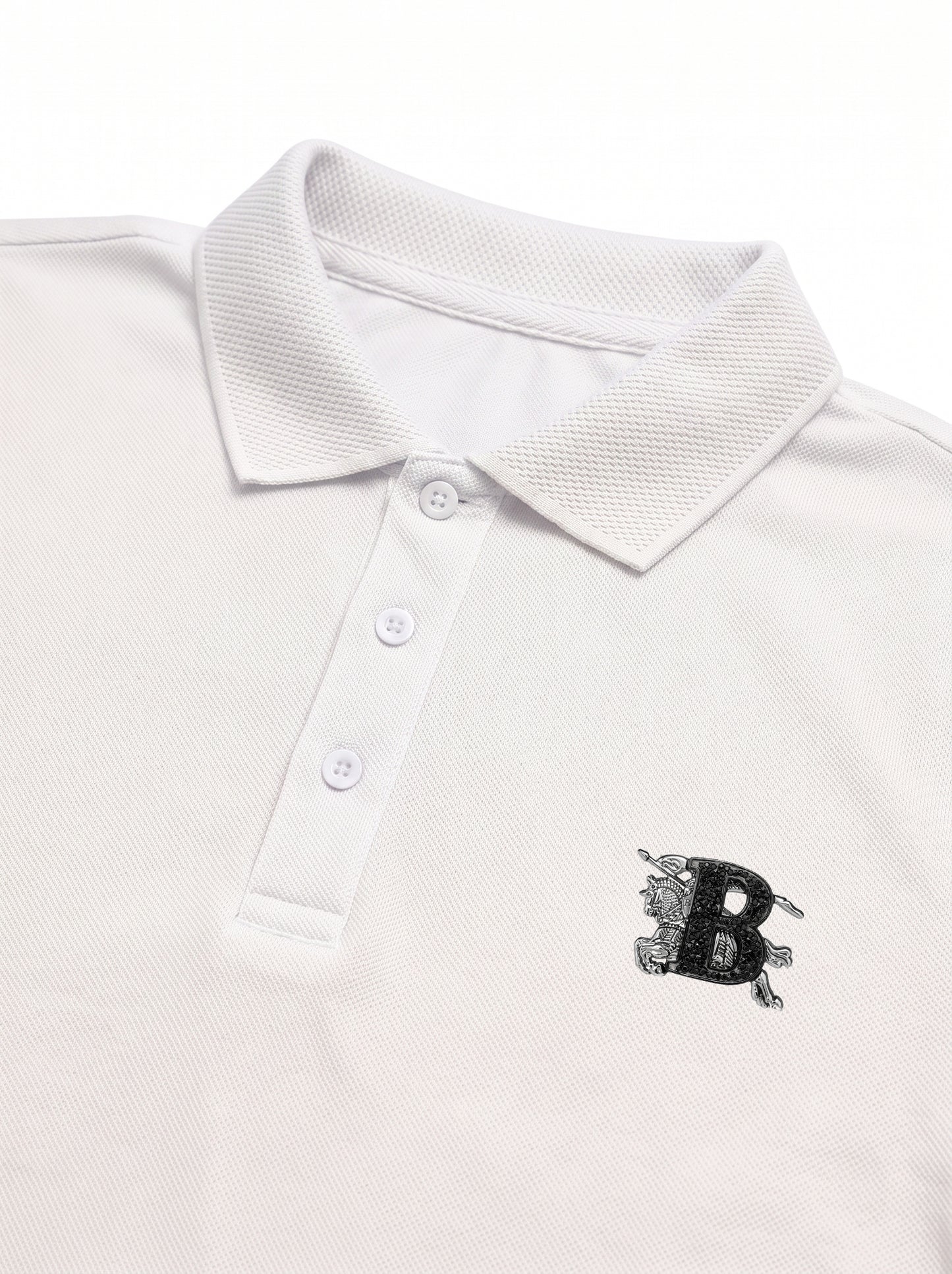 White Premium Cotton PK Polo Shirt Jacquard Rib & Collar