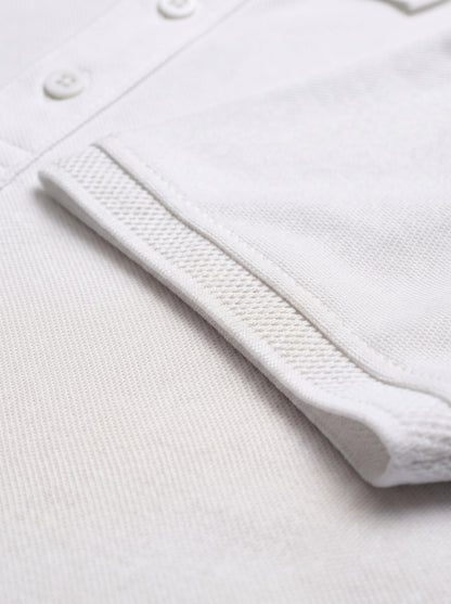 White Premium Cotton PK Polo Shirt Jacquard Rib & Collar