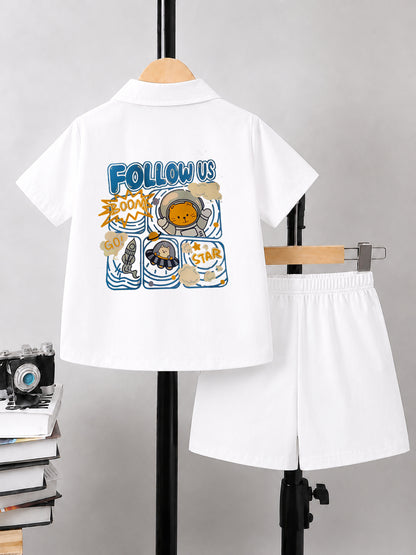 Kids Premium Cotton Stretch Co-Ord Set – White Summer Outfit for Boys & Girls