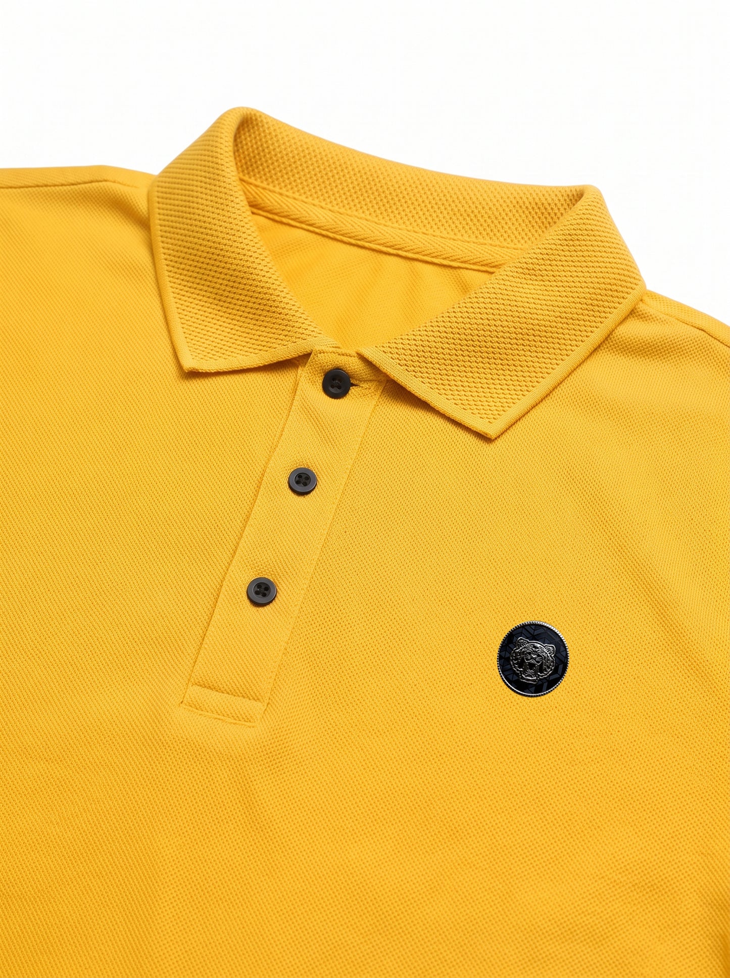 Yellow Premium Cotton PK Polo Shirt Jacquard Rib & Collar