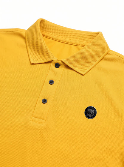 Yellow Premium Cotton PK Polo Shirt Jacquard Rib & Collar