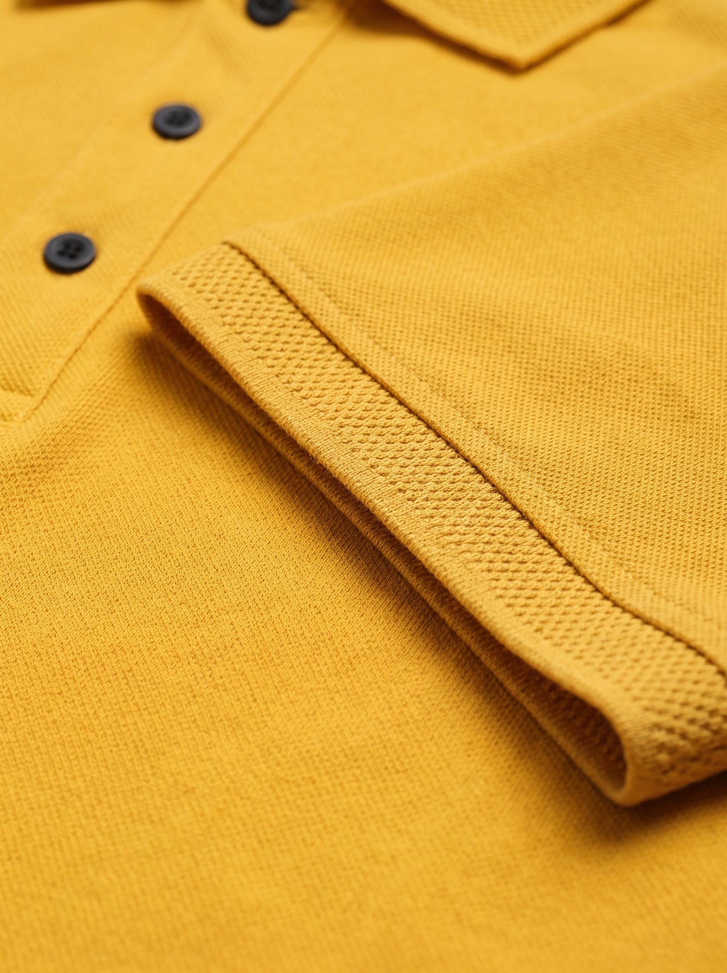 Yellow Premium Cotton PK Polo Shirt Jacquard Rib & Collar